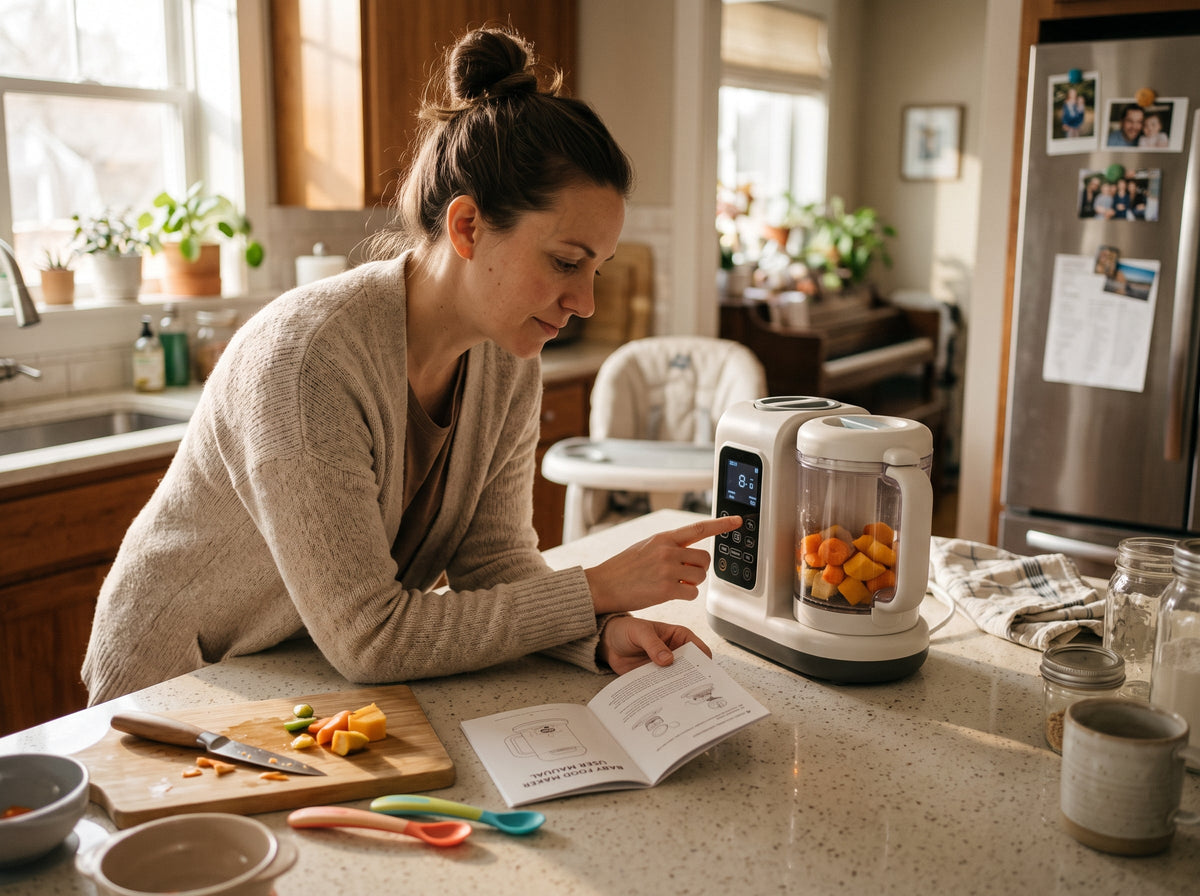 Parent checking a baby food maker that will not start